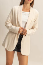 Tie Waist Shawl Collar Single Button Long Sleeve Professional Boutique Fashion Blazer