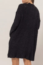 Popcorn Knit Open Front with Pockets Oversized Long Sleeve Sweater Cardigan - Image 2