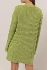 Popcorn Knit Open Front with Pockets Oversized Long Sleeve Sweater Cardigan - Image 4