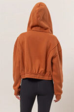 Cropped Zip Up Trendy Seam Detailing Fleece Fall Hoodie Jacket - Image 6