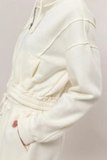 Cropped Zip Up Trendy Seam Detailing Fleece Fall Hoodie Jacket - Image 3