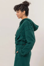 Cropped Zip Up Trendy Seam Detailing Fleece Fall Hoodie Jacket - Image 15