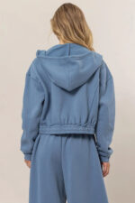 Cropped Zip Up Trendy Seam Detailing Fleece Fall Hoodie Jacket - Image 11