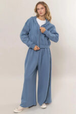 Cropped Zip Up Trendy Seam Detailing Fleece Fall Hoodie Jacket - Image 13