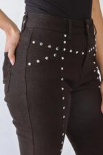 Studded Skinny Rivet Two Pocket High Waist Pants - Image 3