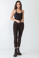 Studded Skinny Rivet Two Pocket High Waist Pants - Image 4