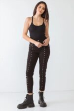 Studded Skinny Rivet Two Pocket High Waist Pants - Image 5