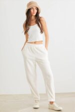 Ivory Fuzzy Knit Two Pocket High Waist Pants /2-2-2 - Image 4