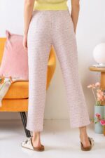 Pink & Cream Chamomile Print Two Pocket High Waist Pants /3-2-1 - Image 3