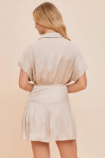 Silky Sunset Ruched Wrap Gathered Waist Mini Dress - Image 2