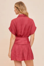 Silky Sunset Ruched Wrap Gathered Waist Mini Dress - Image 5