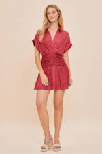 Silky Sunset Ruched Wrap Gathered Waist Mini Dress - Image 6
