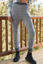Navy High Waist Cargo Pocket Detail Fuzzy Jogger Sweat Pants - Image 4