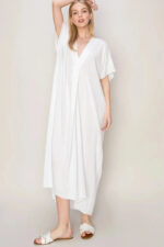 Breezy Elegant V-Neck Dolman Sleeves Beach Coverup Kaftan Dress - Image 5