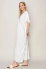 Breezy Elegant V-Neck Dolman Sleeves Beach Coverup Kaftan Dress - Image 4