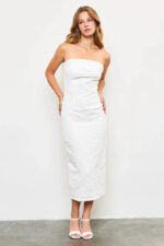 Princess Line Slit Lace Front Long Bandeau Maxi Dress - Image 3