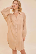 Striped Pattern Long Sleeve Oversized Cover Up Shirt - Image 7