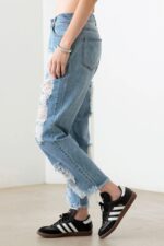 Blue Back And Front Distressed Straight Jeans - Image 6