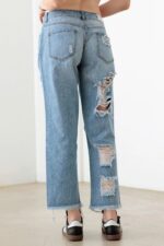 Blue Back And Front Distressed Straight Jeans - Image 2