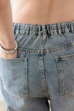 Light Blue Wash Barrel Leg High Waist Distressed Jeans - Image 8