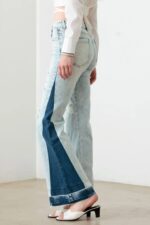 Tow Color Acid Wash Flare Denim Jeans - Image 5