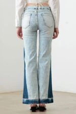 Tow Color Acid Wash Flare Denim Jeans - Image 2