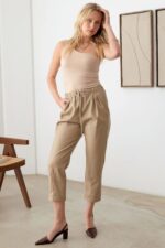 Faux Leather Drawstring Ankle Pants - Image 4