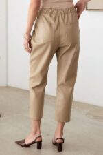 Faux Leather Drawstring Ankle Pants - Image 2
