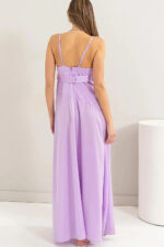 Satin Belted Side Slit Sleeveless Maxi Gown Dress - Image 6