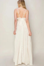 Satin Belted Side Slit Sleeveless Maxi Gown Dress - Image 4