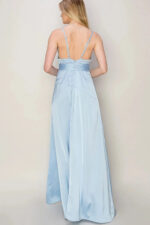 Satin Belted Side Slit Sleeveless Maxi Gown Dress - Image 2