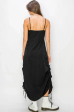 Streetwear Sleeveless Side Ruched Midi Cargo Dress - Image 4