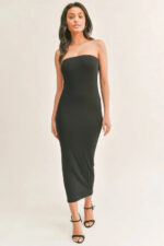 Black Lightweight Soft Tube Maxi Dress