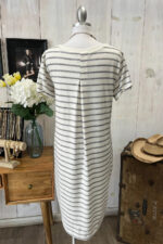 Striped Knit Round Neck Short Sleeve Casual Boutique T-Shirt Dress - Image 2