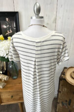 Striped Knit Round Neck Short Sleeve Casual Boutique T-Shirt Dress - Image 3
