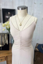 Darling Ribbed Knit Ruched Center V-Neck Lace Up Back Bodycon Midi Dress - Image 4