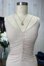 Darling Ribbed Knit Ruched Center V-Neck Lace Up Back Bodycon Midi Dress - Image 5