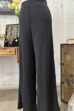 Black Heavy Weight Drawstring Wide Leg Soft Wholesale Boutique Pants - Image 2