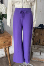 Wide Leg Drawstring Soft Side Slit Lounge Pants Sweatpants - Image 3