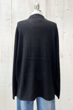 Black Collared Front Pocket Button Down Sweater Shirt - Image 2