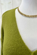 Cozy V-Neck Soft Knit Center Seam Detail Relaxed Fit Long Sleeve Pullover Sweater - Image 9