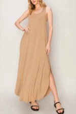 Sleeveless Two Side Pocket Flowing Maxi Dress - Image 5