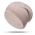 Women’s Rhinestone Knit Beanie | Sparkly Winter Warm Hat | Stretchy Fashion Beanie - Image 3