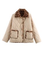 Women’s Reversible Leopard Print Quilted Jacket – Warm Thick Winter Coat with Two-Way Wear Design - Image 3