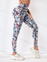 Women’s High-Waisted Floral Yoga Leggings | Slim Fit Quick-Dry Active Pants with Side Pocket - Image 4