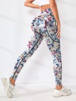 Women’s High-Waisted Floral Yoga Leggings | Slim Fit Quick-Dry Active Pants with Side Pocket - Image 2