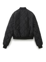 Women’s Black Quilted Short Padded Jacket – Warm Lightweight Winter Coat with Diamond Stitching and Snap Buttons - Image 4