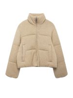 Women’s Winter Teddy Fleece Short Puffer Jacket – Warm Plush Stand Collar Coat with Oversized Fit
