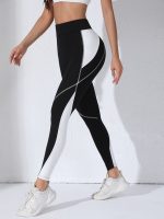 Women’s High-Waisted Color-Block Sports Leggings | Slim Fit Stretch Yoga Pants