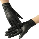 Women’s Leather Gloves with Knitted Cuff | Warm Winter Long Gloves | Soft Fleece-Lined Driving Gloves - Image 2